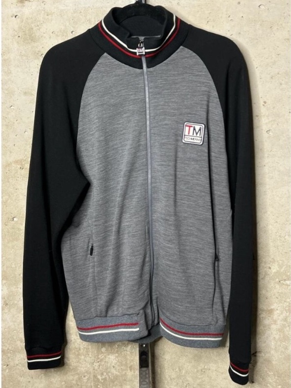 Techmerino Z Zegna Grey and Black Full-Zip Jacket Sz. Large